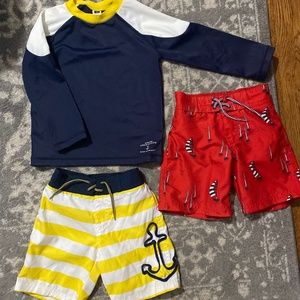 Janie & Jack 2T Summer Shorts & Rash guard
